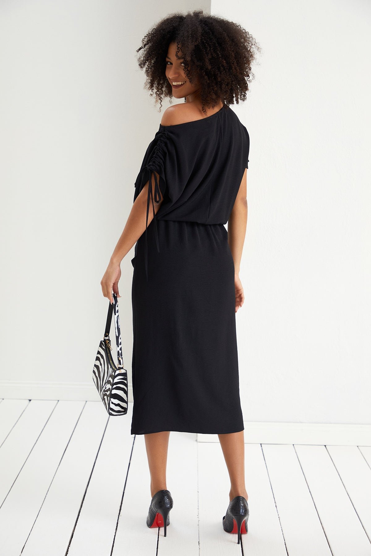 off the shoulder bridesmaid dress Charming Off-Shoulder Asymmetrical Long sleeve flare denim buyingp_PLAIN Size:S (2-3Y)